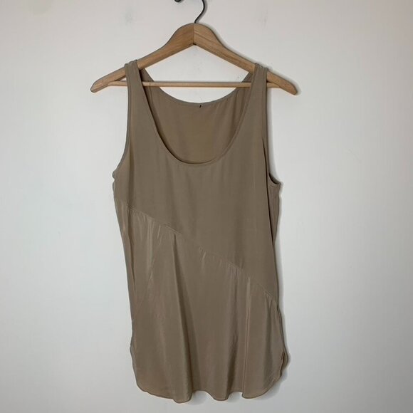 Babaton Aritzia Women's Silk Blouse Tank Top Sleeveless Beige Taupe Brown Size S - Picture 9 of 13